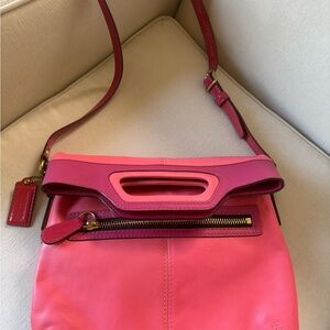 Coach Pink and Red Leather Crossbody Bag